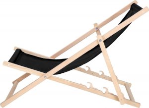 Leżak ogrodowy, drewniany z 3-stopniową regulacją, plażowy, balkonowy, czarny UNIWERSALNY 6