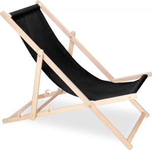 Leżak ogrodowy, drewniany z 3-stopniową regulacją, plażowy, balkonowy, czarny UNIWERSALNY 7