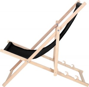 Leżak ogrodowy, drewniany z 3-stopniową regulacją, plażowy, balkonowy, czarny UNIWERSALNY 9