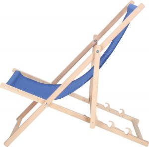 Leżak ogrodowy, drewniany z 3-stopniową regulacją, plażowy, balkonowy, niebieski UNIWERSALNY 18