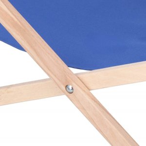 Leżak ogrodowy, drewniany z 3-stopniową regulacją, plażowy, balkonowy, niebieski UNIWERSALNY 6