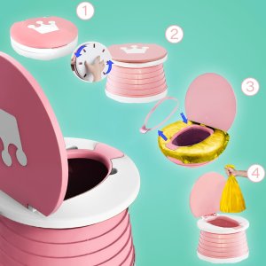 Składany nocnik turystyczny dla dzieci Heckermann Toaleta turystyczna Różowy 4