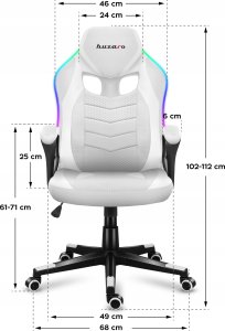 Fotel Huzaro Force 2.5 White RGB Mesh 10