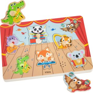 VIGA Puzzle Dźwiękowe Dopasuj Muzykujące Zwierzęta 1