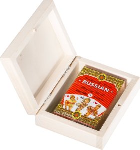 Karty do Gry PIATNIK ROSYJSKIE ZŁOTE w Drewnianym Pudełku 1