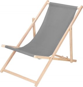 Leżak ogrodowy, drewniany z 3-stopniową regulacją, plażowy, balkonowy, szary UNIWERSALNY 15