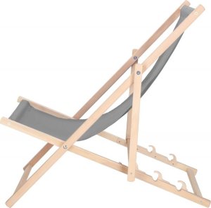 Leżak ogrodowy, drewniany z 3-stopniową regulacją, plażowy, balkonowy, szary UNIWERSALNY 17