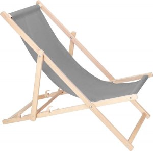 Leżak ogrodowy, drewniany z 3-stopniową regulacją, plażowy, balkonowy, szary UNIWERSALNY 3