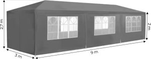 Namiot pawilon ogrodowy handlowy 3x9 m 8 ścianek szary MultiGarden 7