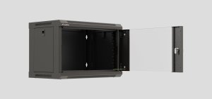 Szafa instalacyjna rack wisząca 19" 6U 540x350 czarna drzwi przeszklone LANBERG (Flat Pack) 2