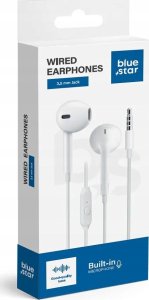 BLUE STAR słuchawki przewodowe Jack 3,5 mm z mikrofonem PA-E65 1,2 m białe 3