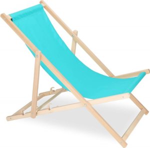 Leżak ogrodowy, drewniany z 3-stopniową regulacją, plażowy, balkonowy, turkusowy UNIWERSALNY 2