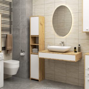 Szafka łazienkowa wisząca FIN W 30 cm - dąb artisan-biały - 1 drzwi 6