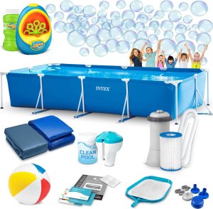 Basen ogrodowy stelażowy 450 x 220 x 84 cm 15w1 INTEX 28273 + maszynka do baniek GRATIS 1