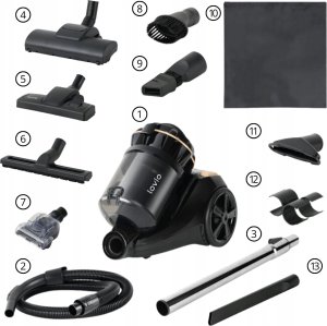 Odkurzacz bezworkowy cyklonowy HEPA Cichy Mocny Kompaktowy 15w1 LOVIO 18