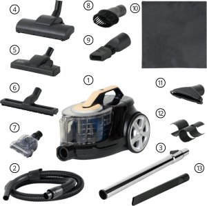 Odkurzacz bezworkowy cyklonowy Domowy HEPA Cichy Mocny 15w1 LOVIO 22