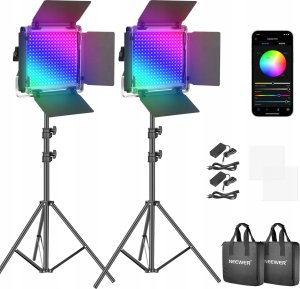 Lampa studyjna Neewer Zestaw Oświetleniowy Studyjny 2x Lampa Wrota Rgb 50w 3200-5600k + 2x Statyw Rgb 660pro 3