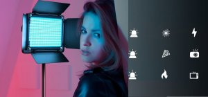 Lampa studyjna Neewer Zestaw Oświetleniowy Studyjny 2x Lampa Wrota Rgb 50w 3200-5600k + 2x Statyw Rgb 660pro 8