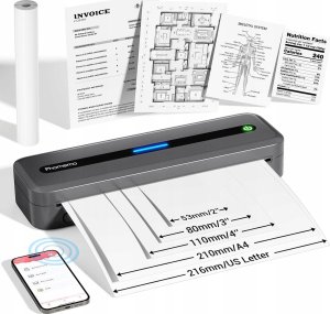 Drukarka etykiet Phomemo Przenośna Drukarka Termiczna A4 Bez Tuszu Buetooth Ios/android / / M832 / Szary 4