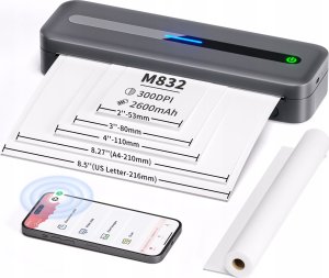 Drukarka etykiet Phomemo Przenośna Drukarka Termiczna A4 Bez Tuszu Buetooth Ios/android / / M832 / Szary 5