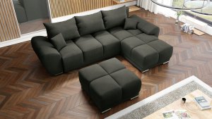 WYGODNY NAROŻNIK KANAPA ROZKŁADANA ROGÓWKA FUNKCJA SPANIA HONEY + PUFA 6