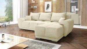 BEŻOWY NAROŻNIK ROZKŁADANY ROGÓWKA Z FUNKCJĄ SPANIA HONEY L MO-04 2