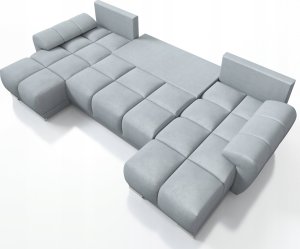 ZIELONY DUŻY NAROŻNIK ROZKŁADANY DO SALONU ROGÓWKA Z FUNKCJĄ SPANIA HONEY U 3