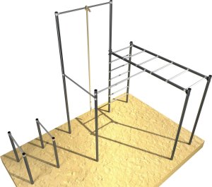 Drabinka gimnastyczna ogrodowa z drążkiem, poręczami i liną OCYNK Street workout UNDERFIT UF11683 2