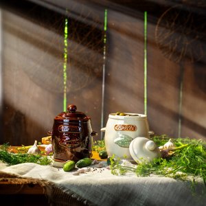 KADAX Beczka 3L Kamionkowa Do Kiszenia Kapusty Ogórków Garnek Pokrywka 2