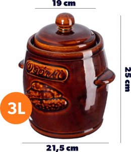 KADAX Beczka 3L Kamionkowa Do Kiszenia Kapusty Ogórków Garnek Pokrywka 3