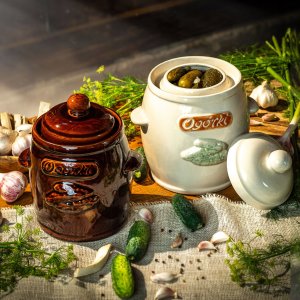 KADAX Beczka 3L Kamionkowa Do Kiszenia Kapusty Ogórków Garnek Pokrywka 4