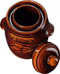 KADAX Beczka 3L Kamionkowa Do Kiszenia Kapusty Ogórków Garnek Pokrywka 6