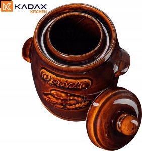 KADAX Beczka 3L Kamionkowa Do Kiszenia Kapusty Ogórków Garnek Pokrywka 9