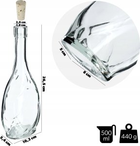 KADAX Butelka Szklana Na Wino 500ml Z Korkiem Oliwa Ocet Bimber Alkohol 6szt 2