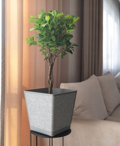 KADAX Doniczka Donica Na Kwiaty Osłonka Wysoka 24 cm szara Z Podstawką 4