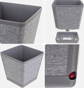 KADAX Doniczka Donica Na Kwiaty Osłonka Wysoka 24 cm szara Z Podstawką 6