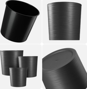 KADAX Doniczka Donica Na Kwiaty 25cm Osłonka Z Wkładem Kwietnik Plastikowa Grafit 2