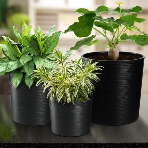 KADAX Doniczka Donica Na Kwiaty 25cm Osłonka Z Wkładem Kwietnik Plastikowa Grafit 4