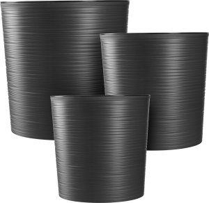 KADAX Doniczka Donica Na Kwiaty 25cm Osłonka Z Wkładem Kwietnik Plastikowa Grafit 8