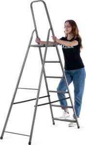 Drabina Stalowa 6 Stopniowa Domowa Drabinka Składana Stopnie Solidna 125kg 4