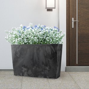 KADAX Doniczka Donica Na Kwiaty Kwietnik Wysoka + Wkład 19x56cm Czarny Beton 7