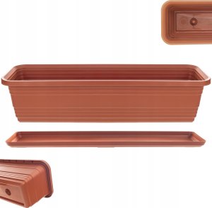 KADAX Doniczka Balkonowa Skrzynka Donica Na Kwiaty 60cm + Podstawka Ceglasta 1