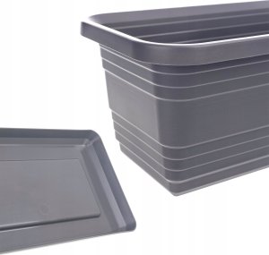 KADAX Doniczka Balkonowa Skrzynka Donica Na Kwiaty 60cm + Podstawka Antracyt 10