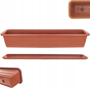 KADAX Doniczka Balkonowa Skrzynka Donica Na Kwiaty 80cm + Podstawka Ceglasta 1