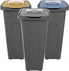 KADAX Kosze Na Śmieci Pojemnik Na Odpady 30L Do Segregacji Kubeł Śmietnik 3szt 6
