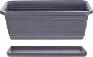 KADAX Doniczka Balkonowa Skrzynka Donica Na Kwiaty 40cm + Podstawka Antracyt 12