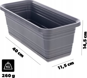 KADAX Doniczka Balkonowa Skrzynka Donica Na Kwiaty 40cm + Podstawka Antracyt 3