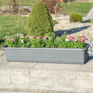 KADAX Doniczka Balkonowa Skrzynka Donica Na Kwiaty 40cm + Podstawka Antracyt 7