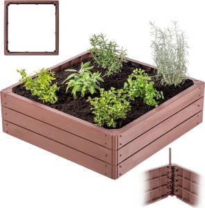 KADAX Warzywniak Podwyższona Grządka Skrzynia Ogrodowa Rabata Brązowa 75x75cm 1