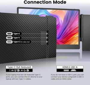 Monitor KEFEYA S3 14,1" przenośny monitor 1080p FHD PC Xbox PS4/5 Switch Mac Laptop 3